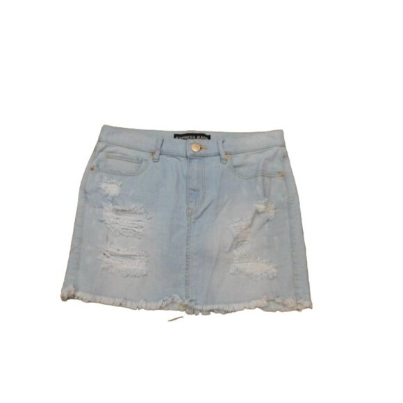 Express Size 4 Light Wash Distressed Denim Jean Skirt - Picture 1 of 2